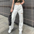Cargo Large Pocket Hollow Cut Straight Pants
